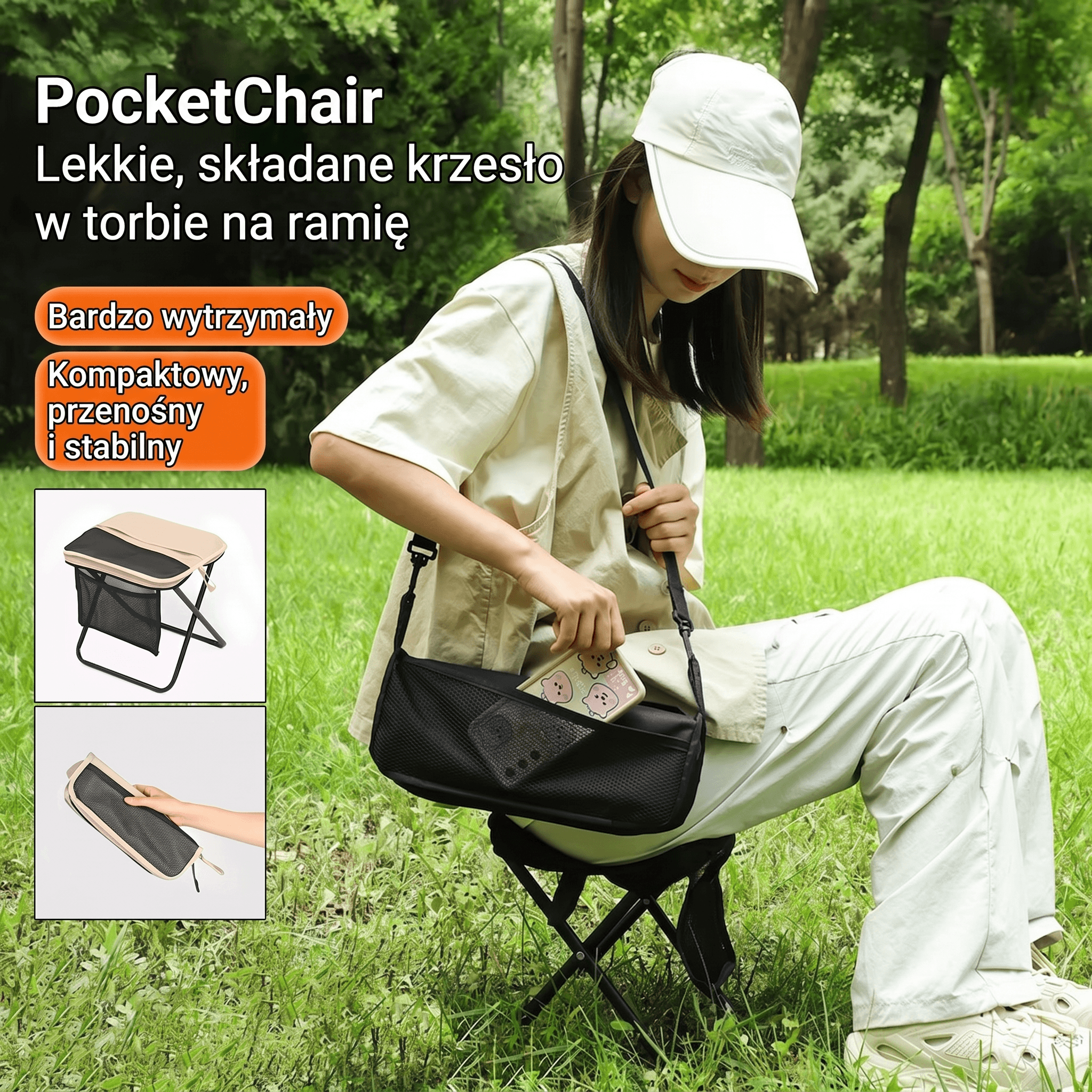 PocketChair, czyli lekkie, składane krzesło podróżne i torba 2w1